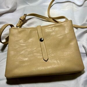 Crossbody Women's Bag, Cream color, 2 zippered compartments, adjustable strap